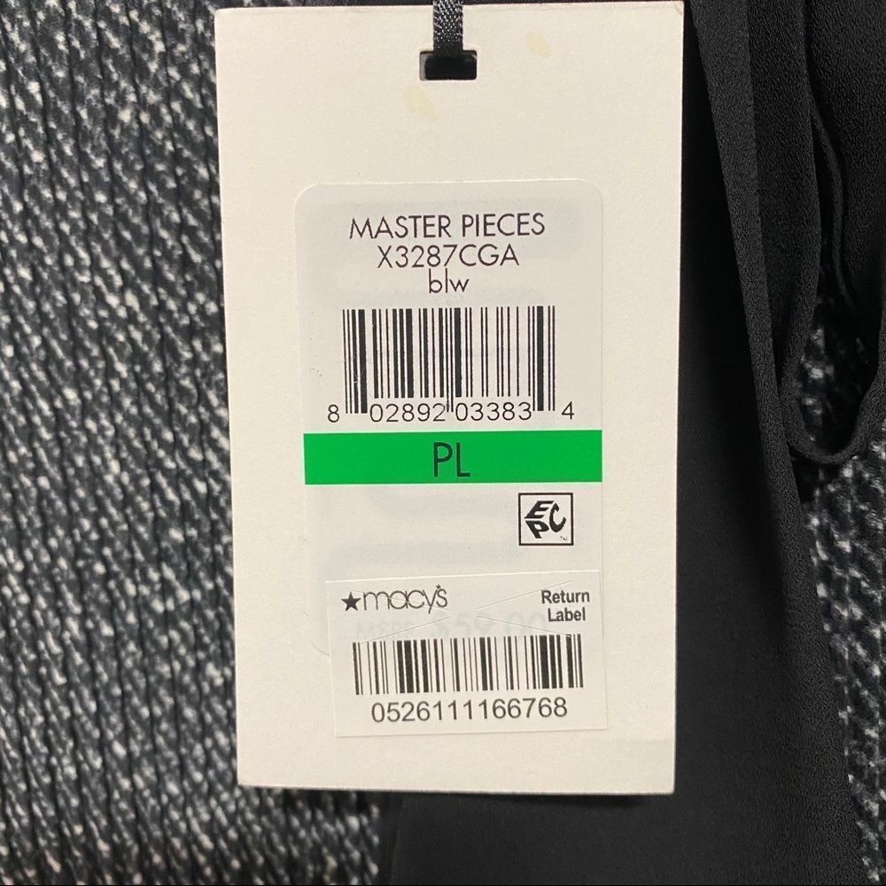 NWT DKNY Pleated Tie-Neck Top LP black and ivory - Picture 4 of 8